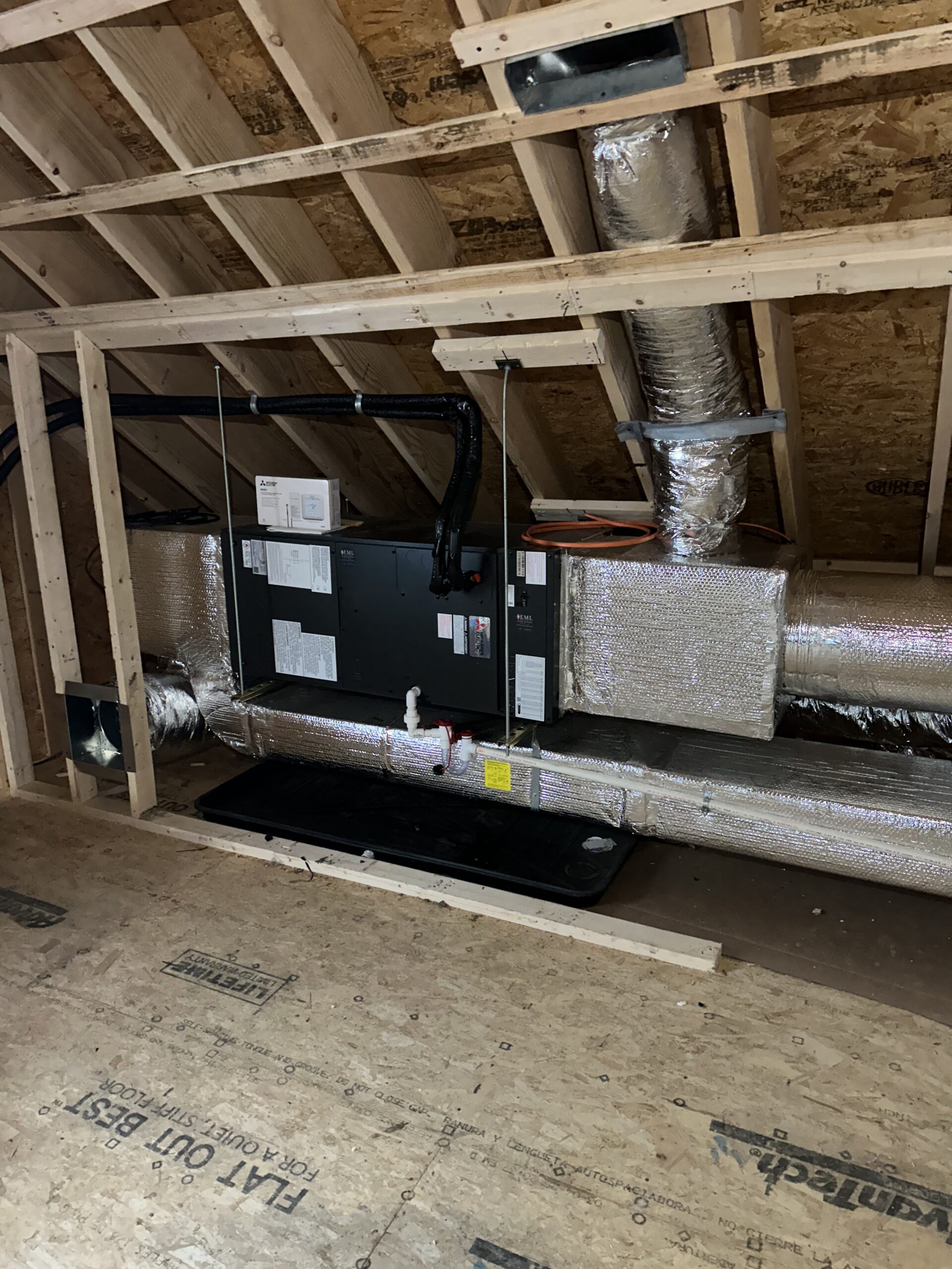 Concealed ductwork installed during Winchester MA home construction