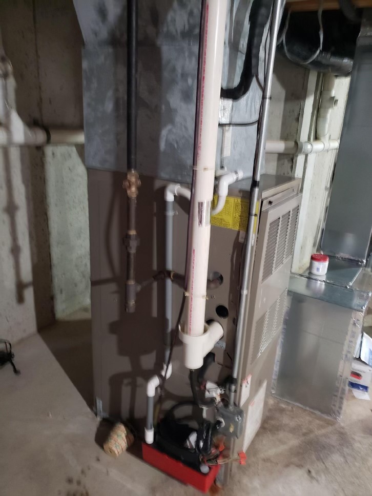 Older HVAC system before replacement in a Wakefield Massachusetts home